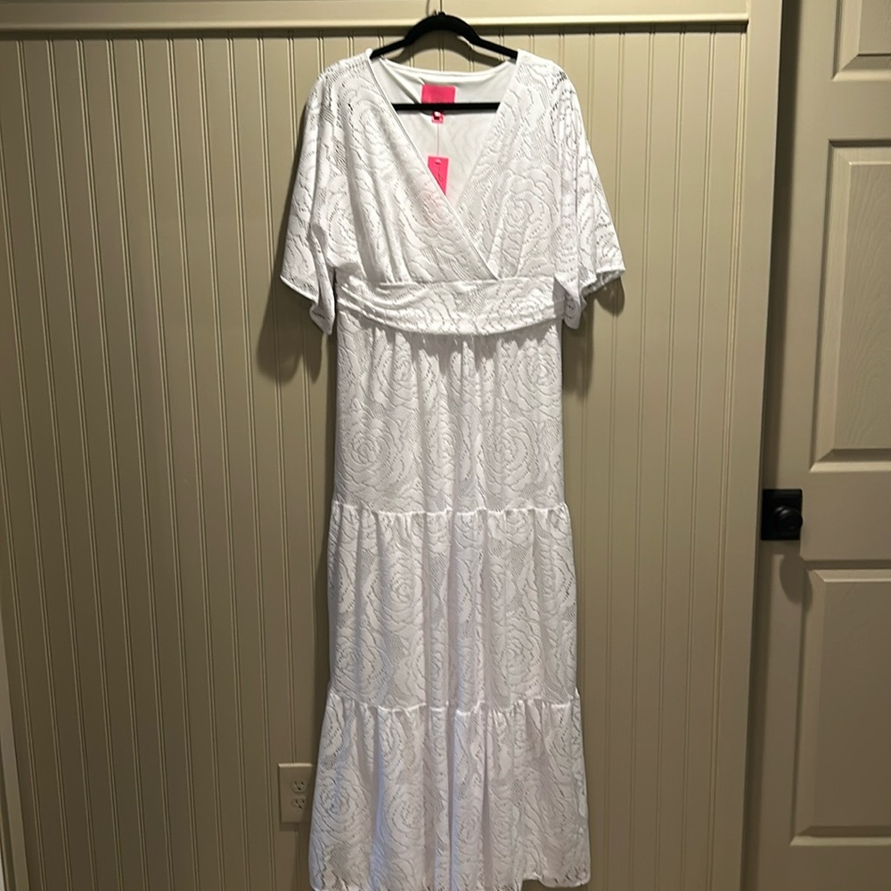 LILLY PULITZER White Lace Maxi Dress NEW WITH TAGS in Size XL GORGEOUS!